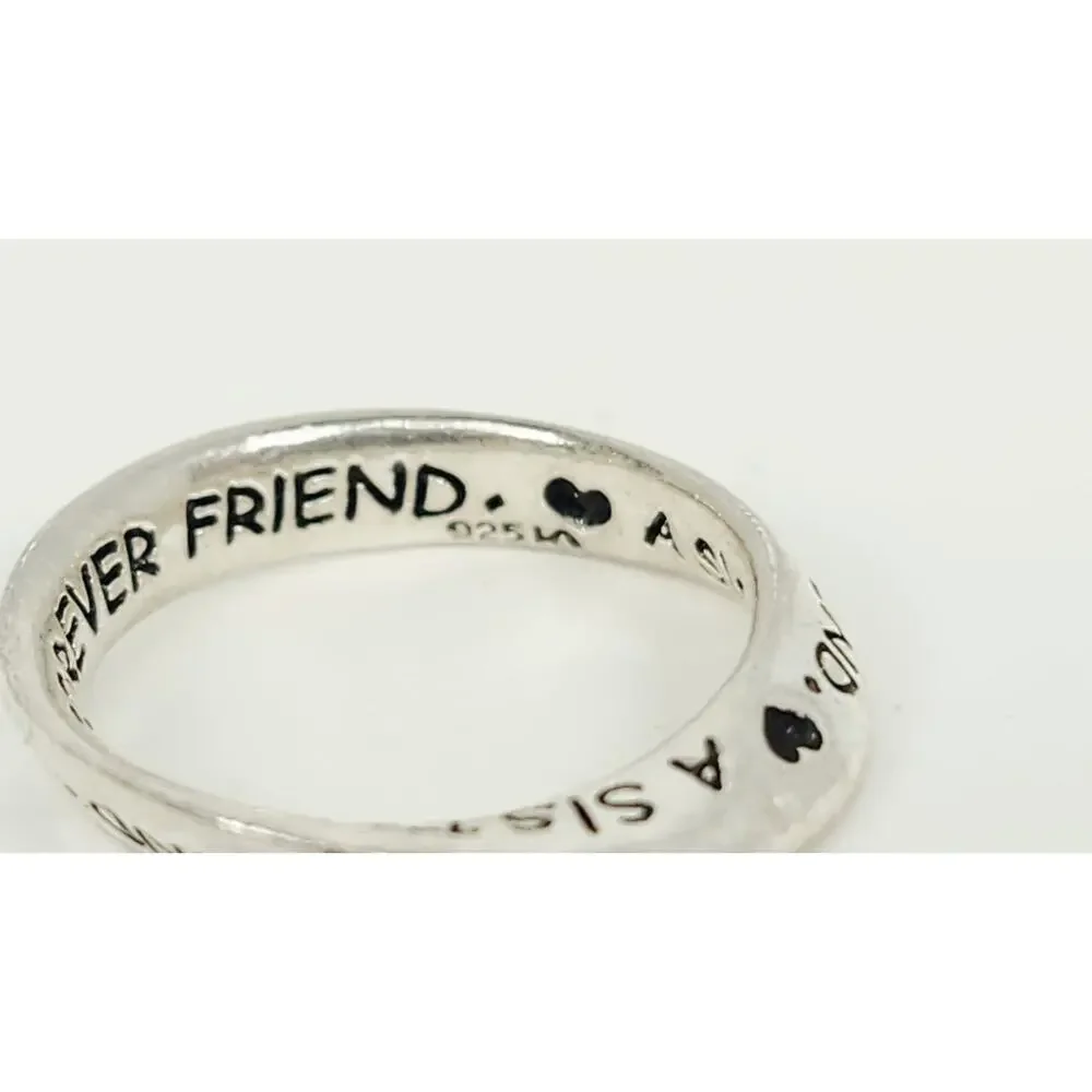 Vintage 925 Sterling Silver Möbius Infinity Sister Friend Inscribed Band Ring